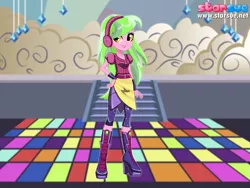 Size: 800x600 | Tagged: safe, artist:user15432, derpibooru import, lemon zest, dance magic, equestria girls, friendship games, spoiler:eqg specials, clothes, crystal prep shadowbolts, dance floor, dress, headphones, shoes, solo, starsue