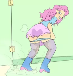 Size: 2173x2265 | Tagged: suggestive, artist:lawrence alpaca, derpibooru import, pinkie pie, equestria girls, accident, clothes, female, human coloration, need to pee, omorashi, panties, pissing, potty time, solo, solo female, underwear, urine, wetting