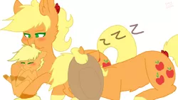 Size: 2560x1440 | Tagged: safe, artist:shinningblossom12, derpibooru import, applejack, earth pony, pony, applejack (male), applejacks (shipping), female, male, mare, offspring, parent:applejack, parent:applejack (male), parents:applejacks, rule 63, self ponidox, selfcest, shipping, straight