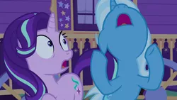 Size: 1280x720 | Tagged: safe, derpibooru import, screencap, starlight glimmer, trixie, pony, to where and back again