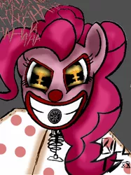 Size: 359x481 | Tagged: chaos, clown makeup, clown nose, derpibooru import, laughing, mushroom cloud, nuclear weapon, pinkie pie, semi-grimdark, smile smile smile, spring, twisted metal, weapon