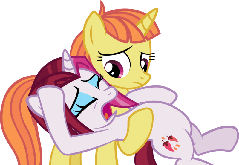 Size: 5190x3578 | Tagged: safe, artist:ironm17, derpibooru import, cayenne, citrus blush, pony, unicorn, made in manehattan, drama queen, eyes closed, faint, female, holding, mare, open mouth, simple background, transparent background, vector