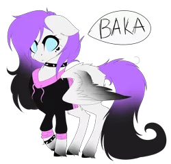 Size: 4538x4334 | Tagged: safe, artist:crazllana, derpibooru import, oc, oc:lunar, unofficial characters only, pegasus, pony, absurd resolution, baka, bracelet, clothes, female, hoodie, jewelry, mare, simple background, solo, spiked wristband, transparent background, wristband