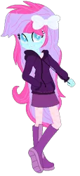 Size: 268x586 | Tagged: safe, artist:bezziie, derpibooru import, oc, oc:strawberry pie, unofficial characters only, equestria girls, boots, bow, clothes, cute, female, freckles, hoodie, pantyhose, shoes, simple background, skirt, solo, transparent background