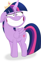 Size: 5199x7779 | Tagged: safe, artist:shutterflyeqd, derpibooru import, twilight sparkle, twilight sparkle (alicorn), alicorn, pony, my little pony: the movie, absurd resolution, crown, faic, female, forced smile, grin, majestic as fuck, mare, regalia, simple background, smiling, solo, squee, transparent background, vector