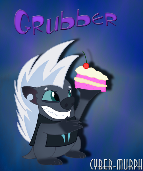 Size: 1387x1656 | Tagged: armor, artist:cyber-murph, cake, cute, derpibooru import, food, grubber, grubberbetes, hedgehog, my little pony: the movie, safe, solo