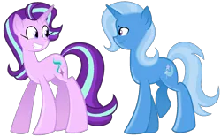 Size: 1470x910 | Tagged: artist:kasi-ona, derpibooru import, duo, safe, simple background, smiling, starlight glimmer, transparent background, trixie