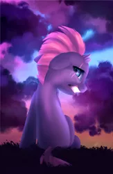 Size: 1864x2864 | Tagged: safe, artist:php69, derpibooru import, fizzlepop berrytwist, tempest shadow, unicorn, my little pony: the movie, broken horn, crying, eye scar, female, filly, sad, scar, solo, younger