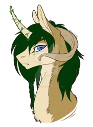 Size: 600x824 | Tagged: safe, artist:dementra369, derpibooru import, oc, unofficial characters only, pony, unicorn, bust, chest fluff, curved horn, portrait, simple background, solo, transparent background, watermark