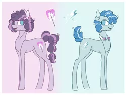 Size: 2118x1599 | Tagged: safe, artist:holoriot, derpibooru import, oc, oc:sugar ruch, oc:sweet tooth, unofficial characters only, earth pony, pony, bowtie, female, male, mare, offspring, parent:party favor, parent:pinkie pie, parents:partypie, stallion