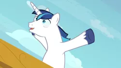 Size: 1920x1080 | Tagged: safe, derpibooru import, screencap, shining armor, pony, unicorn, once upon a zeppelin, majestic as fuck, male, solo, stallion