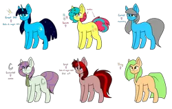 Size: 3001x1900 | Tagged: safe, artist:despotshy, derpibooru import, oc, oc:benya, oc:cursed, oc:enchanted, oc:errant star, oc:juicy, oc:salute, unofficial characters only, earth pony, pony, unicorn, adoptable, clothes, female, mare, scarf, simple background, transparent background
