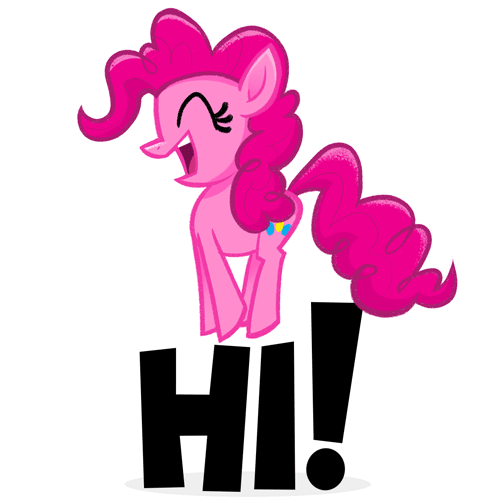 Size: 500x500 | Tagged: safe, artist:jublin, derpibooru import, pinkie pie, pony, my little pony: the movie, animated, facebook, facebook sticker, gif, hi, pronking, reaction image, simple background, solo, sticker, white background