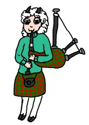 Size: 496x691 | Tagged: artist:vhatug, bagpipes, derpibooru import, kilt, musical instrument, oc, oc:eirwen, offspring, parent:sheep, safe, satyr, tired, unofficial characters only