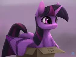 Size: 1352x1012 | Tagged: safe, artist:noctilucent-arts, derpibooru import, twilight sparkle, twilight sparkle (alicorn), alicorn, pony, :p, behaving like a cat, box, cheek fluff, chest fluff, colored wings, colored wingtips, cute, ear fluff, female, fluffy, gradient background, gray background, mare, neck fluff, pony in a box, prone, shoulder fluff, simple background, solo, spread wings, thinking, tongue out, weapons-grade cute, wing fluff, wings