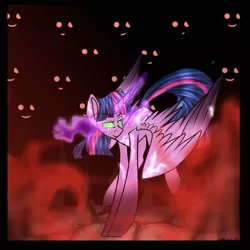 Size: 1000x1000 | Tagged: safe, artist:jayflowerfox, derpibooru import, twilight sparkle, twilight sparkle (alicorn), alicorn, pony, arcane lightning, corrupted, corrupted twilight sparkle, crying, dark, dark empress, dark equestria, dark magic, dark queen, dark twilight, dark twilight sparkle, dark world, darkened coat, darklight, darklight sparkle, empress twilight, empress twilight sparkle, evil twilight, exploitable meme, eye, eyes, face, female, glowing eyes, image macro, insane twilight, lightning, magic, meme, possessed, psychotic twilight sparkle, queen twilight, queen twilight sparkle, solo, sombra empire, sombra eyes, story included, tyrant sparkle