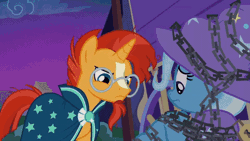 Size: 480x270 | Tagged: animated, chains, derpibooru import, gif, out of context, safe, screencap, starlight glimmer, sunburst, tied, trixie, uncommon bond