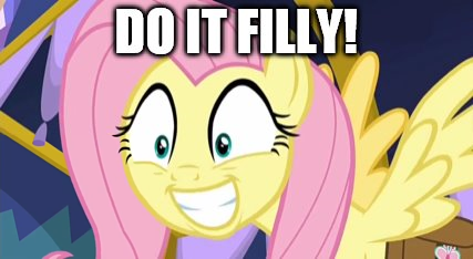 Size: 427x234 | Tagged: safe, derpibooru import, edit, edited screencap, screencap, fluttershy, pony, a health of information, do it filly, image macro, meme