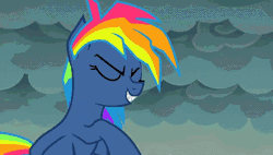 Size: 764x433 | Tagged: animated, derpibooru import, evil pie hater dash, eye beams, food, gif, nightmare, optic blast, pie, pure unfiltered evil, rainbow dash, safe, screencap, secrets and pies, solo, that pony sure does hate pies