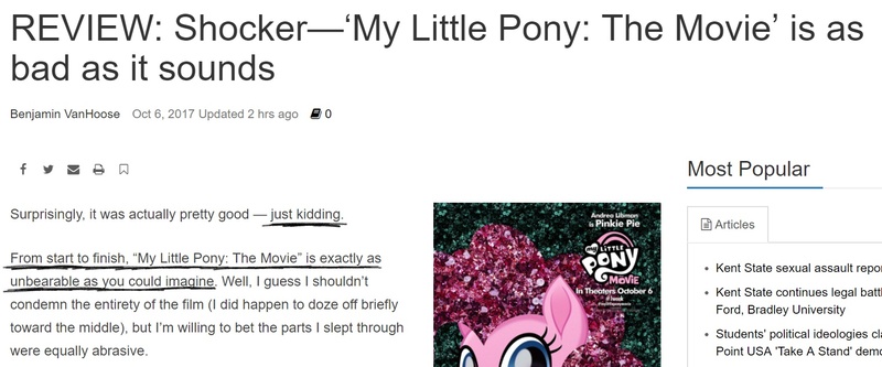 Size: 1524x634 | Tagged: safe, derpibooru import, pinkie pie, pony, my little pony: the movie, clickbait, hater, meta, movie drama, review, text