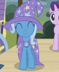Size: 261x320 | Tagged: animated, cute, derpibooru import, diatrixes, gif, horses doing horse things, safe, screencap, solo focus, starlight glimmer, stomping, trixie, uncommon bond