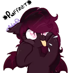 Size: 469x449 | Tagged: safe, artist:spooky-kitteh, derpibooru import, oc, oc:strawberry swisher, unofficial characters only, bat pony, pony, female, mare, silly, silly pony, solo, tongue out