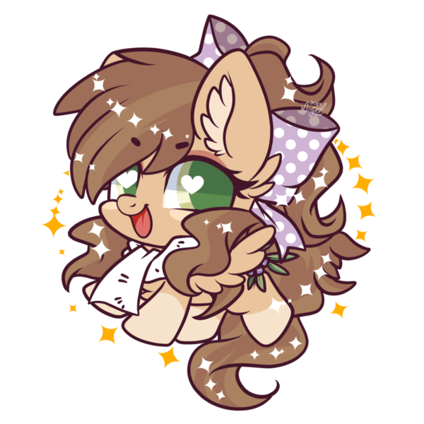 Size: 1024x1024 | Tagged: safe, artist:snow angel, derpibooru import, oc, unofficial characters only, pegasus, pony, bow, chibi, clothes, commission, cute, female, hair bow, heart eyes, mare, ocbetes, scarf, simple background, smiling, solo, transparent background, wingding eyes