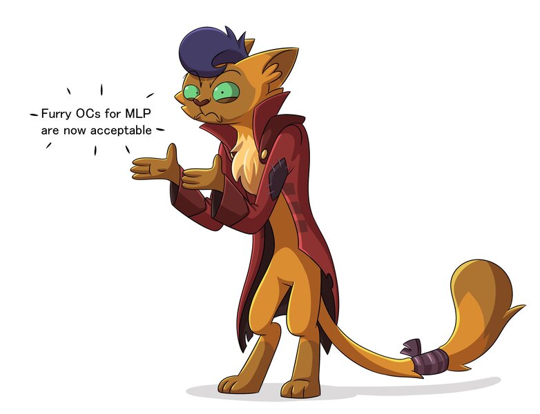 Size: 2048x1572 | Tagged: safe, artist:piemations, derpibooru import, capper dapperpaws, abyssinian, anthro, cat, digitigrade anthro, my little pony: the movie, chest fluff, clothes, coat, male, simple background, solo, tail wrap, white background