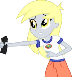 Size: 3705x4000 | Tagged: safe, artist:diegator007, derpibooru import, derpy hooves, equestria girls, legend of everfree, clothes, female, gun magazine, shirt, shorts, simple background, solo, transparent background, vector