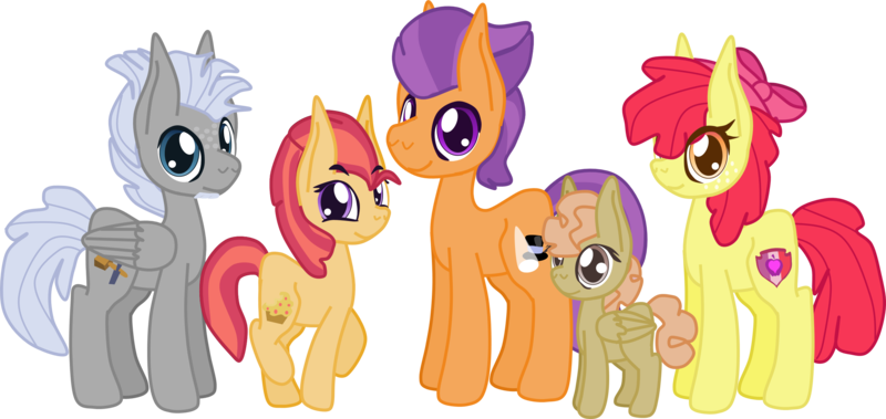 Size: 2593x1227 | Tagged: safe, artist:casanova-mew, derpibooru import, apple bloom, chipcutter, tender taps, oc, oc:appleslice trot, oc:violin ballet, pony, bisexual, chipbloom, cutie mark, female, filly, male, offspring, ot3, parent:apple bloom, parent:tender taps, parents:tenderbloom, parents:tendercutbloom, polyamory, shipping, simple background, straight, tenderbloom, tendercutbloom, the cmc's cutie marks, transparent background