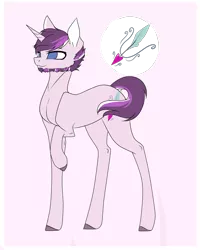 Size: 1922x2405 | Tagged: safe, artist:holoriot, derpibooru import, oc, oc:cupid essence, unofficial characters only, pony, unicorn, beard, facial hair, male, offspring, parent:princess cadance, parent:shining armor, parents:shiningcadance, raised hoof, solo, stallion