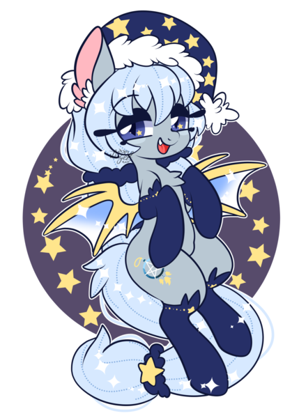 Size: 900x1259 | Tagged: safe, artist:snow angel, derpibooru import, oc, oc:star dream, unofficial characters only, bat pony, bat pony oc, clothes, female, looking at you, mare, simple background, smiling, solo, stockings, tail wrap, thigh highs, transparent background