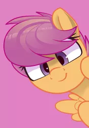 Size: 792x1131 | Tagged: safe, artist:shinodage, derpibooru import, editor:jamalleymall, scootaloo, pony, cute, cutealoo, female, filly, looking at you, recolor, solo