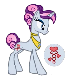 Size: 459x526 | Tagged: safe, artist:zomnicsadopt, derpibooru import, oc, unofficial characters only, pony, unicorn, cutie mark background, female, magical lesbian spawn, mare, offspring, parent:rarity, parent:sassy saddles, parents:rarisaddles, simple background, solo, transparent background