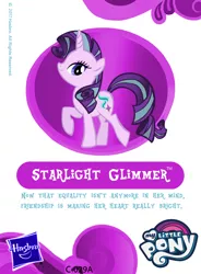 Size: 1194x1620 | Tagged: blind bag, blind bag card, card, custom, derpibooru import, hasbro logo, irl, my little pony logo, not rarity, palette swap, photo, recolor, safe, solo, starlight glimmer, toy
