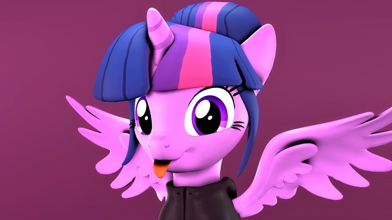 Size: 1920x1080 | Tagged: safe, artist:flushthebatsanta, derpibooru import, sci-twi, twilight sparkle, twilight sparkle (alicorn), alicorn, pony, 3d, alternate hairstyle, clothes, cute, scitwilicorn, silly, silly pony, source filmmaker, tongue out, twiabetes
