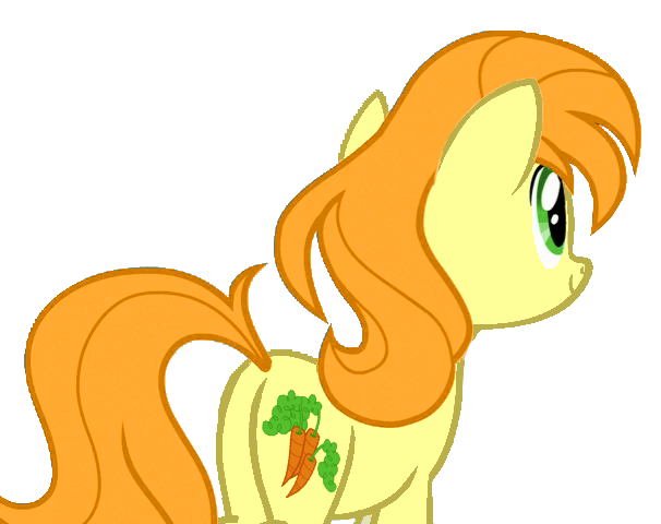 Size: 606x480 | Tagged: alternate hairstyle, alternate tailstyle, carrot top, derpibooru import, edit, edited screencap, goldenbutt, golden harvest, not a vector, once upon a zeppelin, plot, recolor, safe, screencap, simple background, solo, transparent background, vector, wrong mane