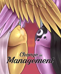 Size: 2500x3025 | Tagged: alicorn, alicornified, anthro, artist:megablack0x, ass, bunset shimmer, butt, butt only, color, colored, color edit, comic:change in management, cover page, derpibooru import, duo, duo female, edit, female, glimmer glutes, head out of frame, race swap, rear view, shimmercorn, starlicorn, starlight glimmer, stupid sexy starlight glimmer, stupid sexy sunset shimmer, suggestive, sunset shimmer, swapped cutie marks, the ass was fat, xk-class end-of-the-world scenario