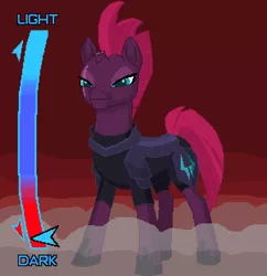 Size: 600x620 | Tagged: safe, artist:gawbox, derpibooru import, tempest shadow, pony, unicorn, my little pony: the movie, armor, broken horn, dark side, eye scar, female, knights of the old republic, mare, pixel art, scar, solo, star wars