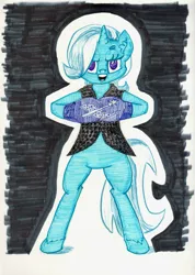 Size: 911x1280 | Tagged: safe, artist:shoeunit, derpibooru import, trixie, unicorn, aj styles, clothes, female, gloves, mare, solo, sports, standing, traditional art, wrestling, wwe