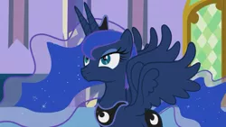 Size: 1366x768 | Tagged: safe, artist:forgalorga, derpibooru import, princess luna, alicorn, double alicorn, luna is not amused, multiple horns, multiple wings, unamused, youtube link