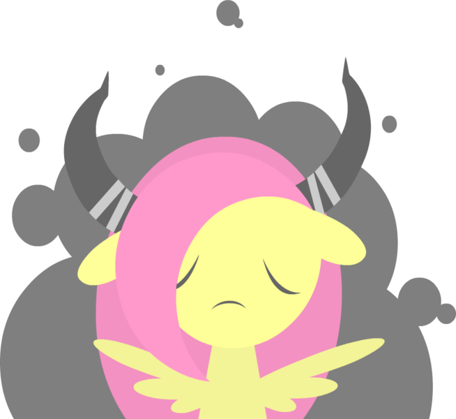 Size: 846x776 | Tagged: artist:twitchy-tremor, derpibooru import, doormat, fluttershy, horn, horns, iron will, mean, monster, new fluttershy, putting your hoof down, safe