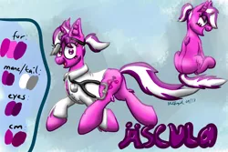 Size: 1280x853 | Tagged: safe, alternate version, artist:hilfigirl, derpibooru import, oc, oc:aescula, unofficial characters only, unicorn, color change, doctor, reference sheet, sitting, solo, stethoscope