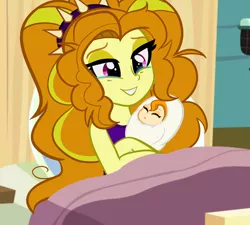 Size: 1024x922 | Tagged: safe, artist:wubcakeva, derpibooru import, adagio dazzle, oc, oc:astara dazzle, equestria girls, rainbow rocks, baby, bed, clothes, cradling, crying, female, hospital bed, mother and daughter, newborn, next generation, parent:adagio dazzle, tears of joy