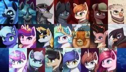 Size: 1092x630 | Tagged: safe, artist:mrscroup, derpibooru import, arctic lily, golden delicious, king sombra, nightmare moon, pinkie pie, prince blueblood, prince rutherford, princess cadance, princess celestia, princess flurry heart, queen chrysalis, oc, oc:altidiya, oc:erwin highhill, oc:flake, oc:gabriel, oc:governor teafeather, oc:king johan djavulen, oc:sinnie, oc:tempest wind, oc:vasily pantsushenko, alicorn, changeling, deer, earth pony, gryphon, pegasus, pony, unicorn, yak, equestria at war mod, apple family member, bust, ear fluff, hearts of iron 4, lots of characters, mod, older flurry heart, pinkamena diane pie, portrait