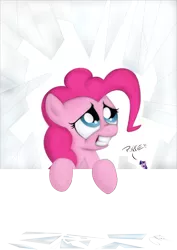 Size: 4961x7016 | Tagged: safe, artist:theravencriss, derpibooru import, pinkie pie, twilight sparkle, pony, absurd resolution, breaking the fourth wall, female, funny, funny as hell, grin, lmao, lmfao, mare, nervous, nervous grin, simple background, smiling, yelling