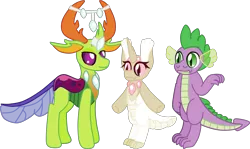 Size: 2505x1491 | Tagged: artist:casanova-mew, changedling, changeling, derpibooru import, dragon, gay, interspecies offspring, king thorax, magical gay spawn, male, oc, oc:annie, parent:spike, parents:thoraxspike, parent:thorax, safe, shipping, simple background, spike, thorax, thoraxspike, transparent background