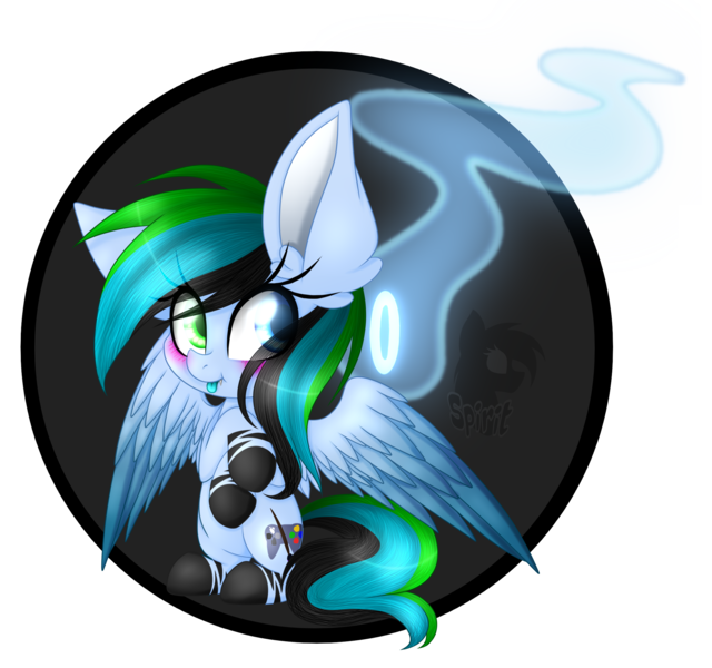 Size: 2280x2136 | Tagged: safe, artist:spirit-1, derpibooru import, oc, oc:spirit, unofficial characters only, pegasus, pony, .psd available, blushing, chibi, heterochromia, high res, simple background, sitting, solo, tongue out, transparent background