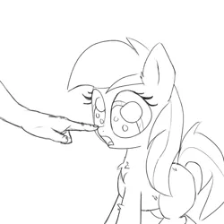 Size: 600x600 | Tagged: safe, artist:otherdrawfag, derpibooru import, oc, oc:aryanne, unofficial characters only, human, aryan, aryan pony, aryanbetes, boop, chest fluff, cute, ear fluff, female, filly, hand, nazipone, open mouth, sketch, tongue out