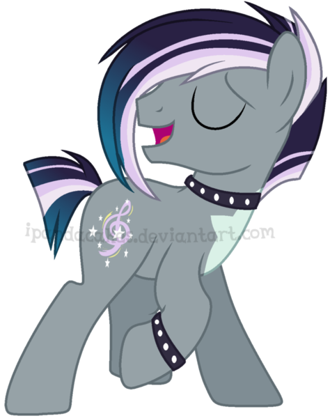 Size: 655x829 | Tagged: safe, artist:ipandacakes, derpibooru import, oc, oc:tenor star, unofficial characters only, earth pony, pony, choker, male, parent:coloratura, parent:limelight, parents:limerara, simple background, solo, spiked choker, spiked wristband, stallion, transparent background, watermark, wristband